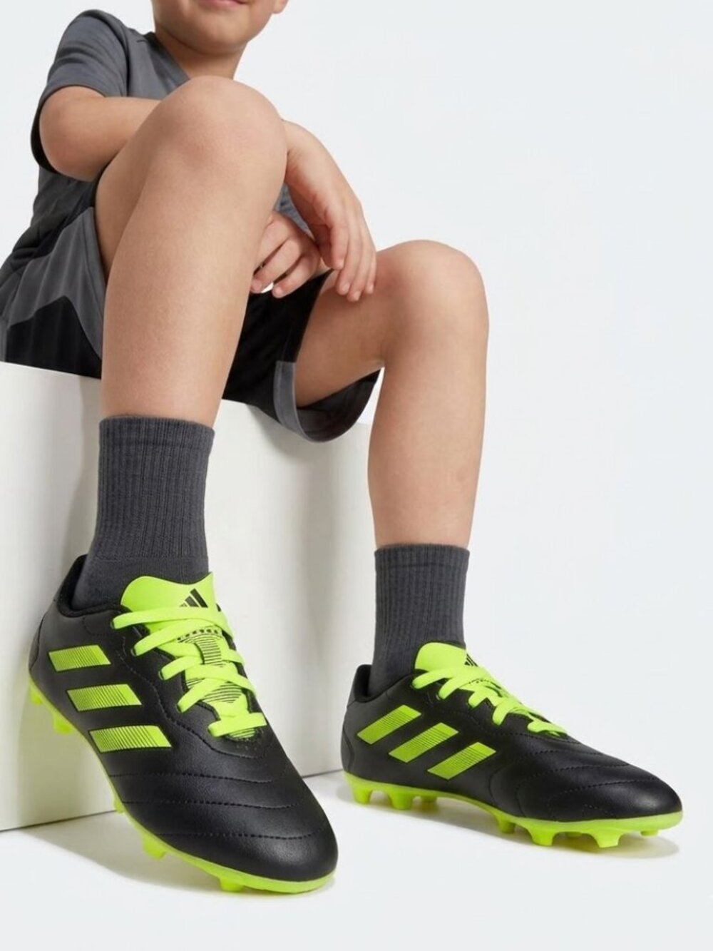 adidas Goletto VII FG Soccer Cleats - Black & Solar Yellow Size 13K